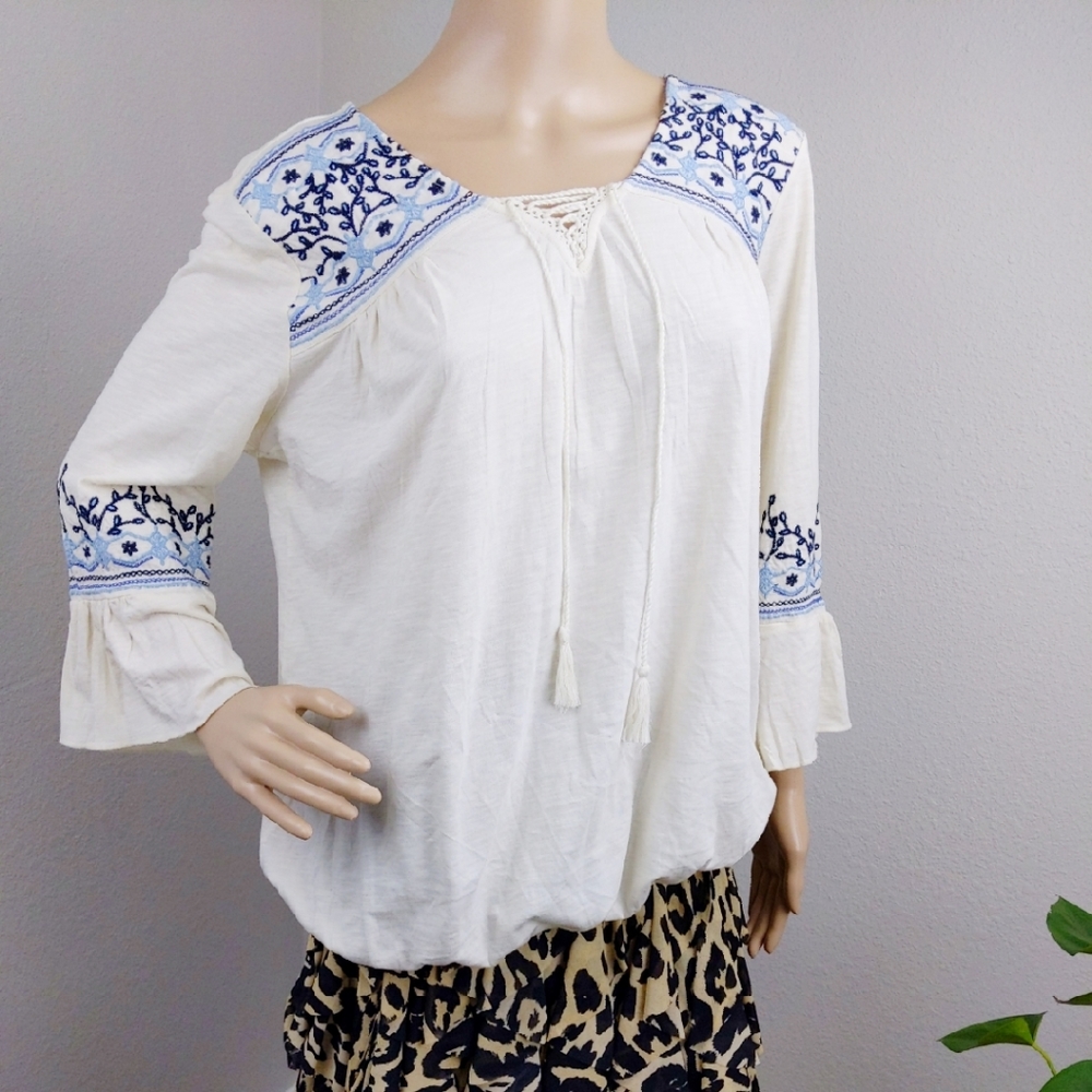 NWOT STYLE & CO BOHO PEASANT TOP